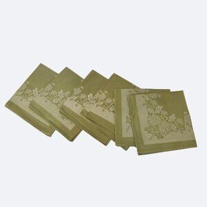 Vintage Nichobo Sage Green Napkins Set Of 6 Floral Damask New